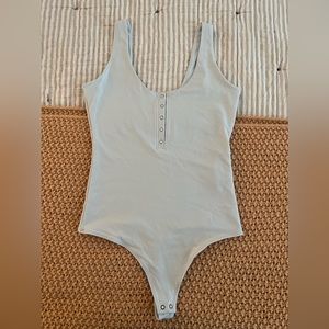 Abercrombie & Fitch light blue Henley thing bodysuit top